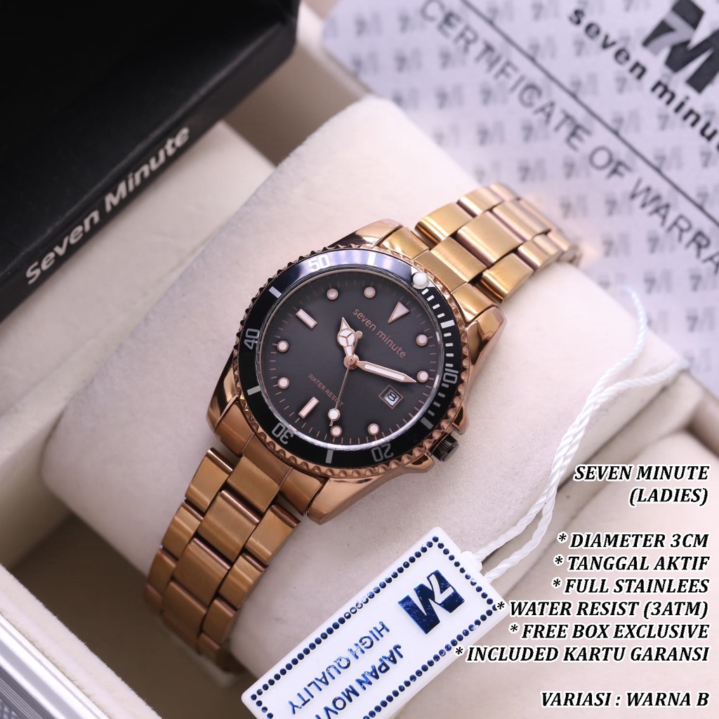 (FREE BOX) JAM TANGAN WANITA FASHION RANTAI BODY BULAT TANGGAL AKTIF