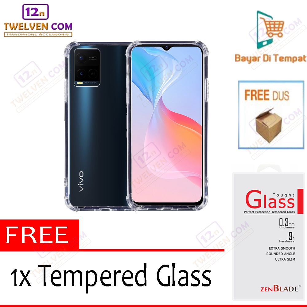 [FLASH SALE] Case Anti Crack Anti Shock Softcase Vivo Y21a - Free Tempered Glass
