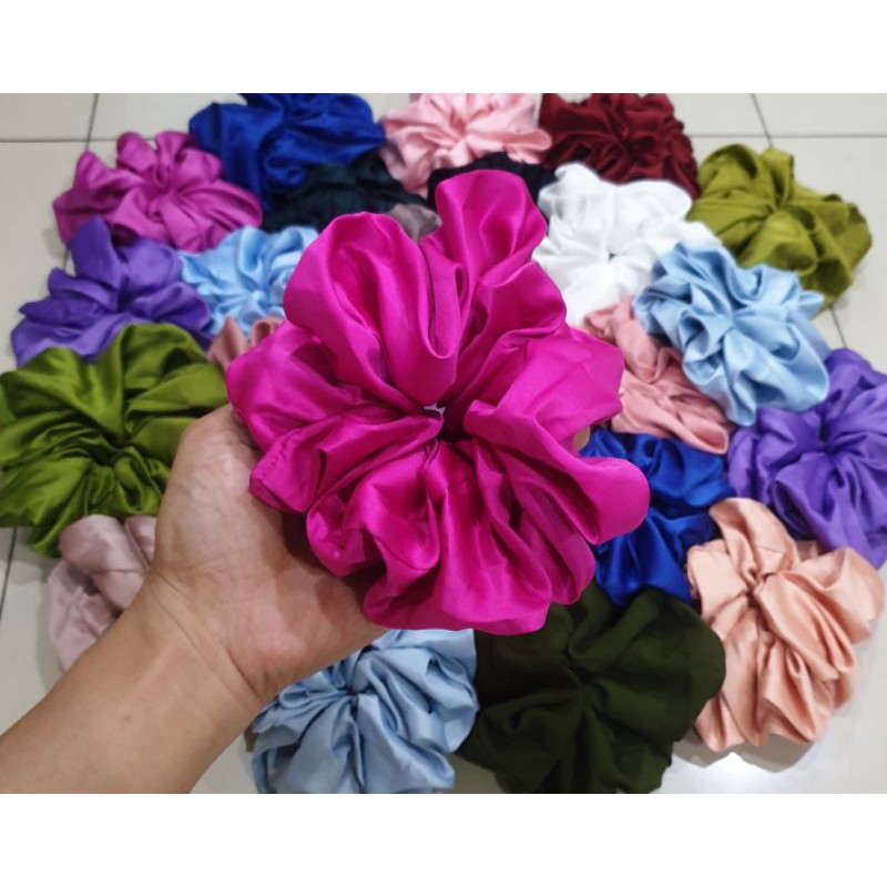 BAHAN SATIN SCRUNCHIE SUPER JUMBO INNER KUNCIR HIJAB CEPOL