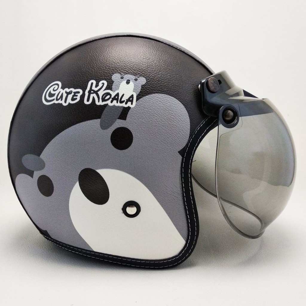 Helm Bogo Retro Kulit Cute Koala Helm Cewek Dewasa Dan Anak Anak