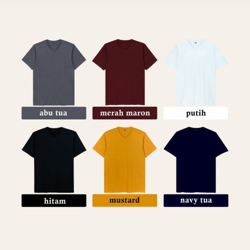 KAOS POLOS V_NECK COWOK combed 24s | termurah | premium |