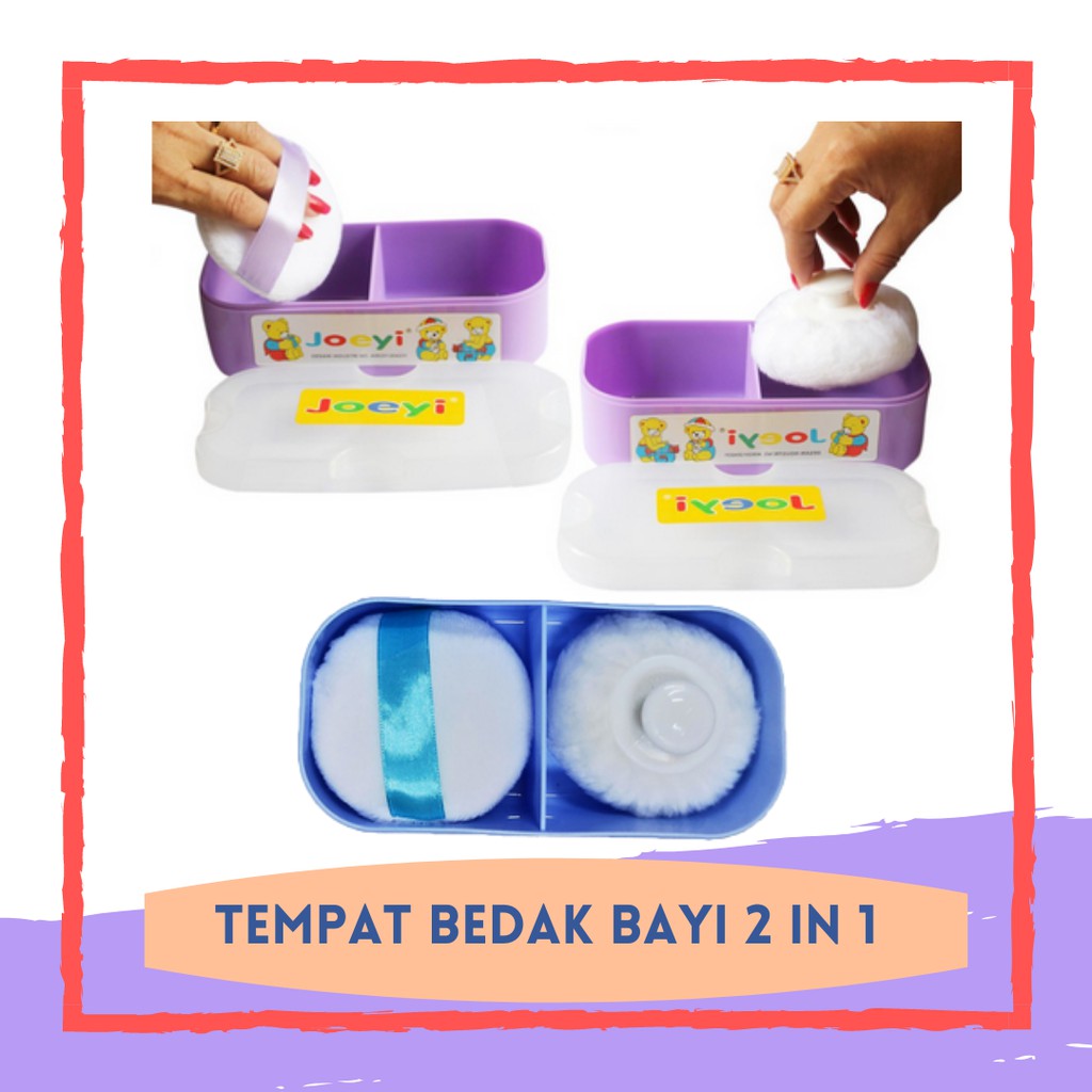 Tempat Bedak bayi Tempat bedak Tabur Wadah Bedak Bayi 2 in 1 Anti Pecah Peralatan Bayi Baru Lahir