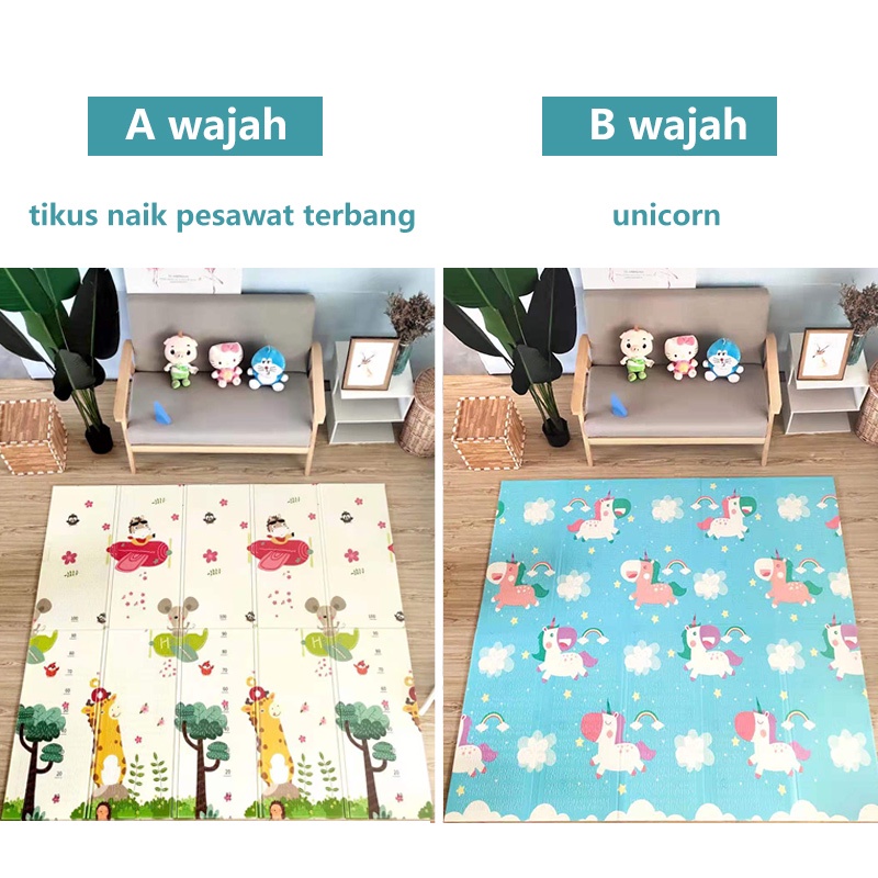 200×180cm MATRAS TEBAL BAYI / ANAK BELAJAR MERANGKAK & BERMAIN / MATRAS BAYI / MATRAS BUSA RAMAH LINGKUNGAN TIDAK BERBAU BISA DILIPAT KEPERLUAN ANAK BAYI DI RUMAH-C