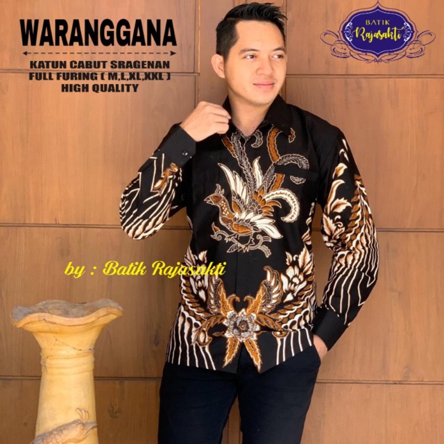 Batik Pria WARANGGANA Katun Cabut Sragenan Full Furing Termurah