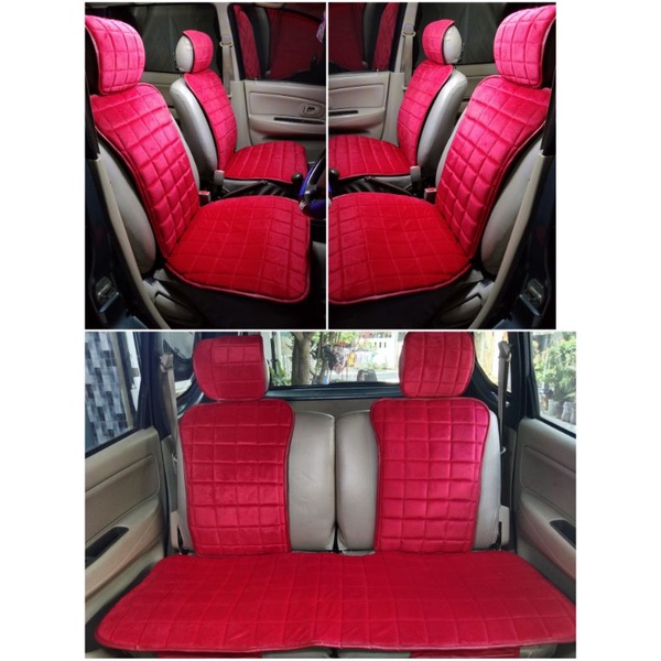 ALAS DUDUK JOK MOBIL COVER JOK MOBIL BAHAN BLUDRU FULSET ALAS + SANDARAN DAN COVER HEADREST