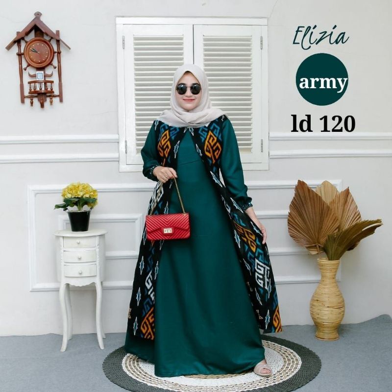 Model Baju Gamis Batik Kombinasi Polos Terbaru 2021 Shopee Indonesia