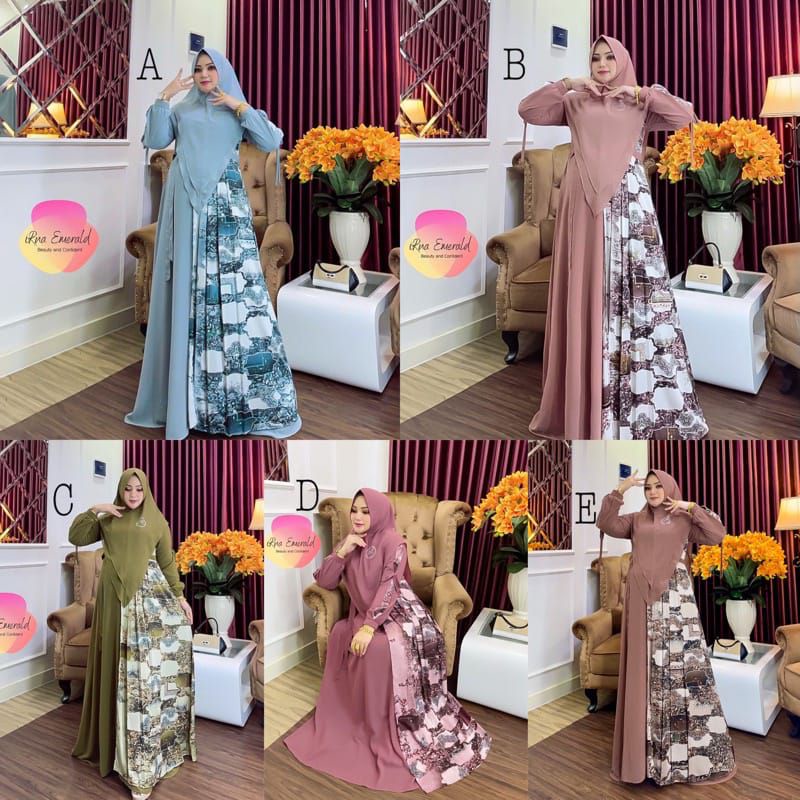 Gamis Evalia Set Syari Emerald
