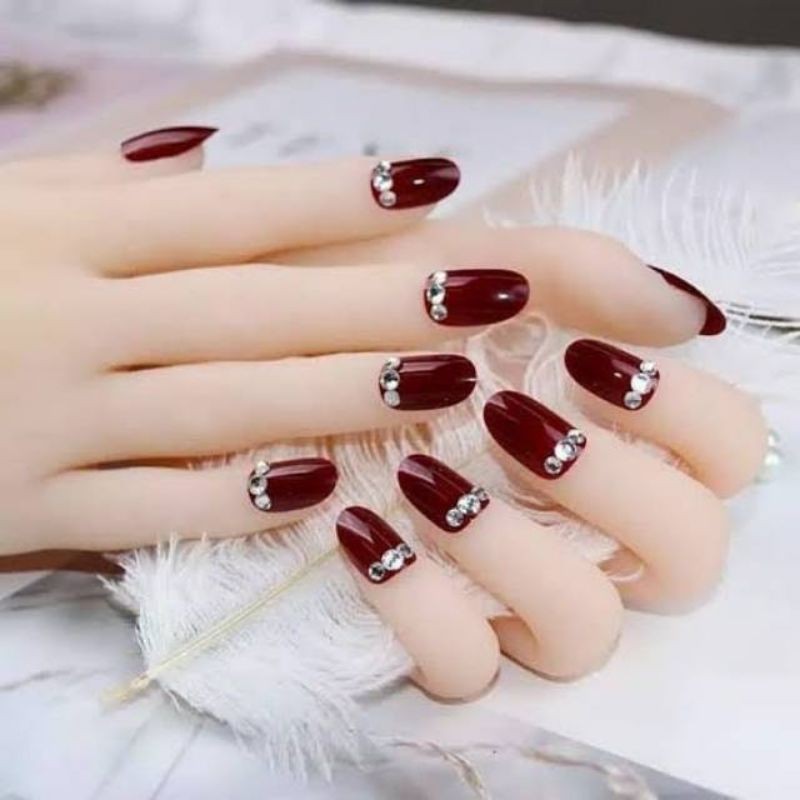 kuku palsu wedding / Kupal wedding 3D / Kuku Palsu Wedding merah maroon