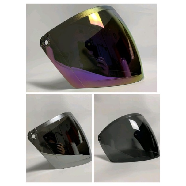 Kaca helem helmet Mirip Gm Evo cen cen Dewasa anti silau Pelangi Silver