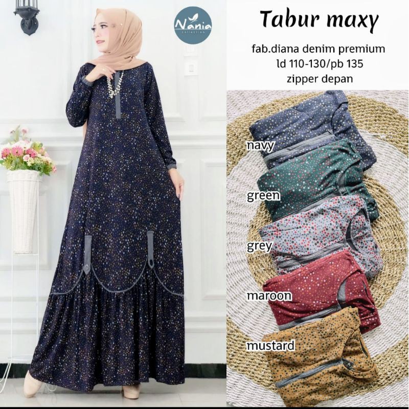 gamis diana denim maxi tabur busui