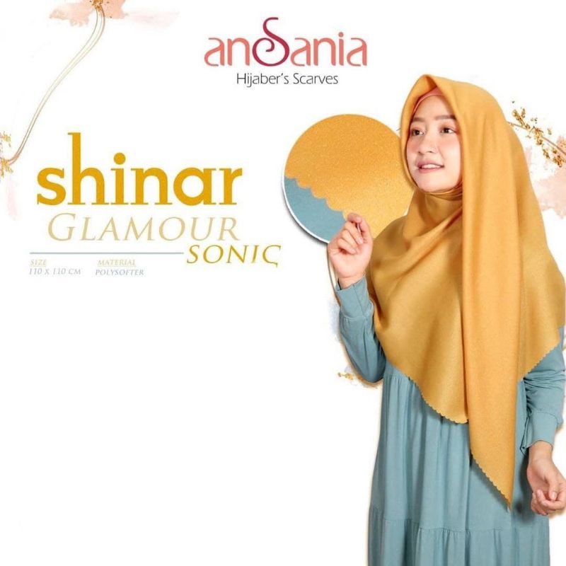 Segiempat Sinar Glamor Lc Ansania // jilbab segiempat polos