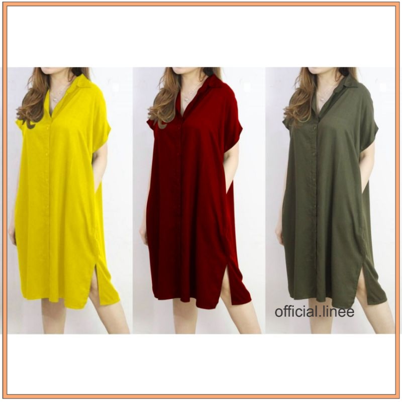 Dress kemeja polos rayon / Daster kancing