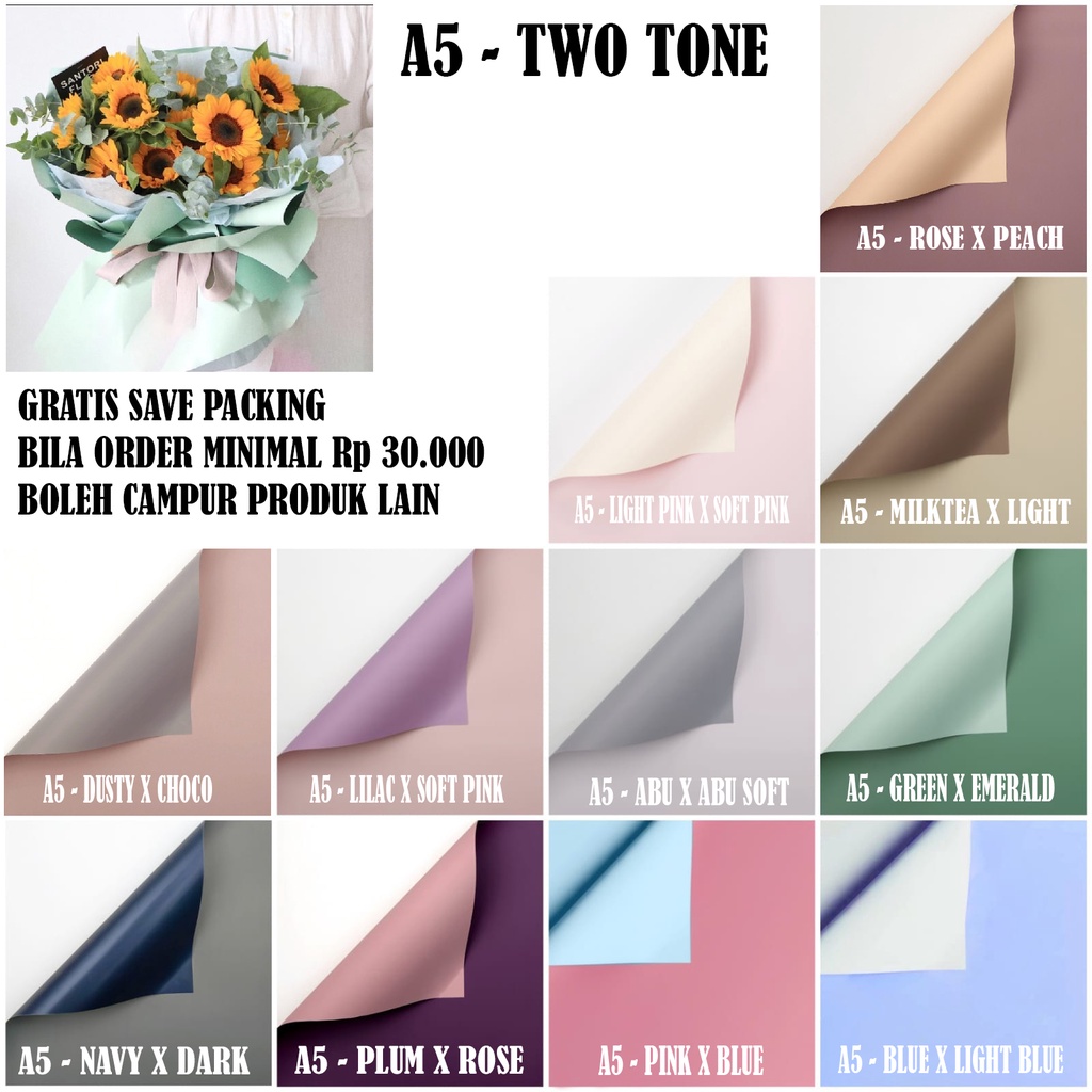 

(TWO TONE) FLOWER WRAPPING CELLOPHANE PAPER / KERTAS PEMBUNGKUS BUKET BUNGA / KERTAS BUKET