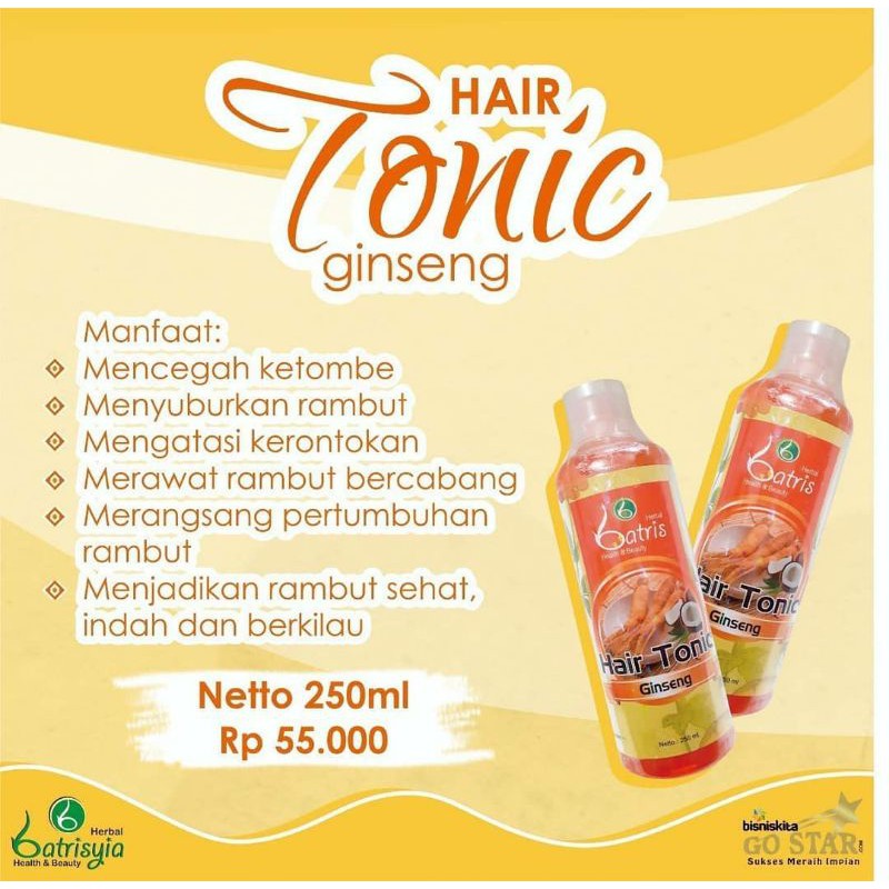 HAIR TONIC BATRISYIA/AMPUH UNTUK RAMBUT RONTOK MEMPERKUAT AKAR RAMBUT/ MENGURANGI KETOMBE