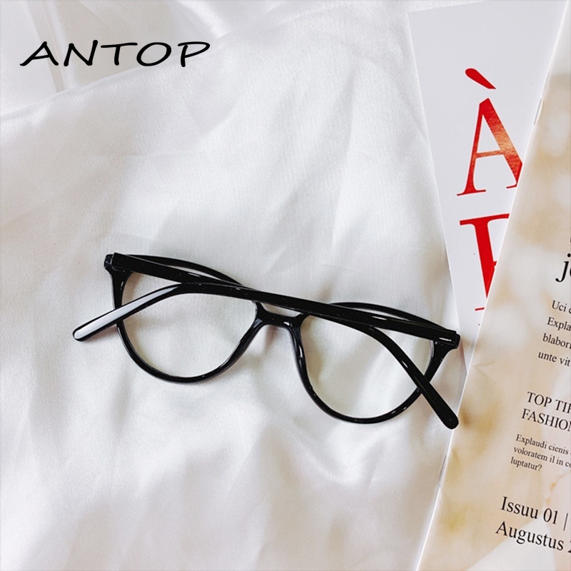 COD Kacamata Korea Wanita Kacamata Anti Radiasi Wanita Leopard Fashion Cat Eye retro flat Optical Eyeglasses ANTOP