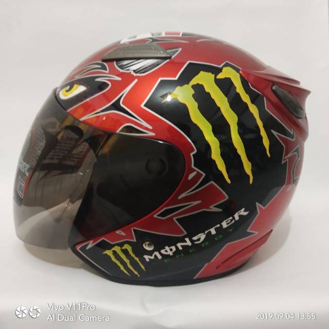 Helm Half Face Moto GP Diablo Maroon