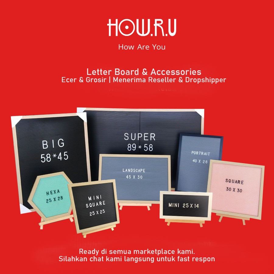 HOW.R.U | 5cm - Huruf Tambahan Jumbo Letter Board / Papan Nama Bayi / Menu Cafe / Properti Foto
