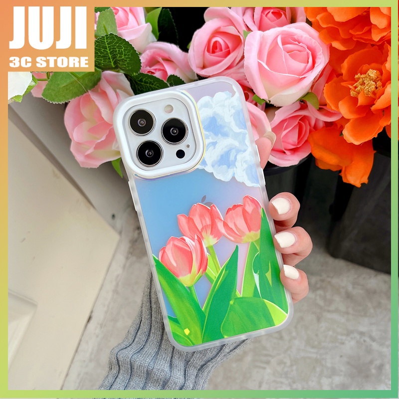 Casing iphone 11 12 13 promax x xs xr xsmax 7 8 plus Motif Bunga tulip