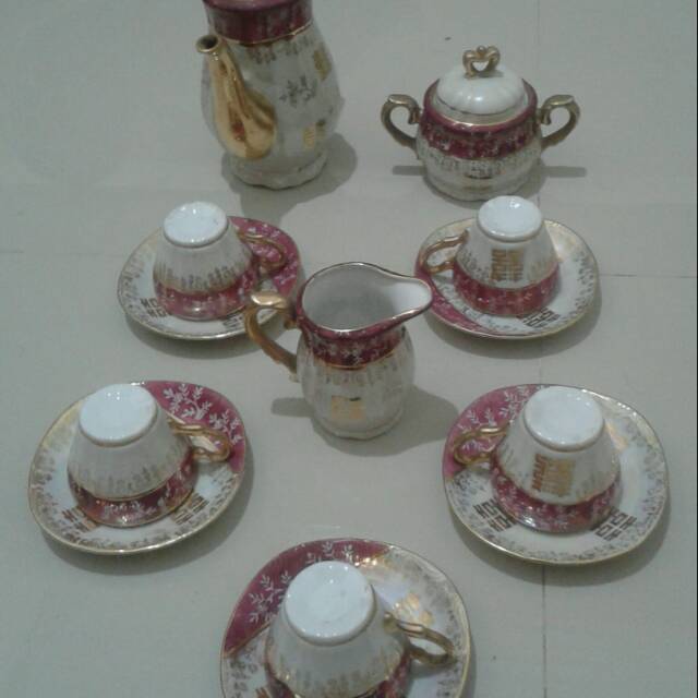 Cangkir tea set jadul motif jepang