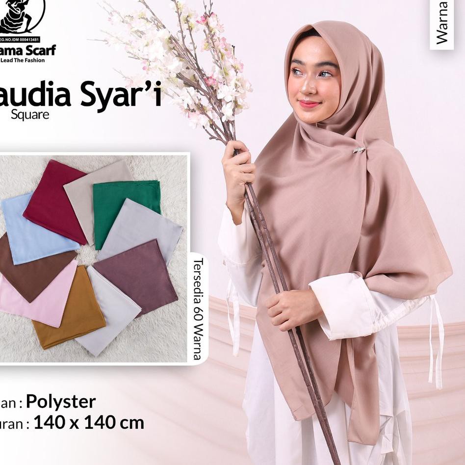 [Terkece Se-RI] GROSIR jilbab segiempat polos JUMBO SAUDIA SYARI by Umama Scarf RANDOM WARNA bahan p