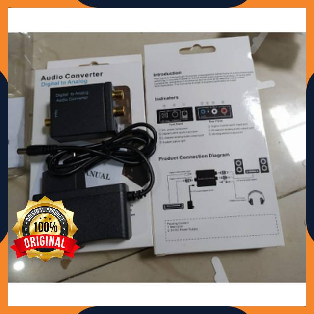 [COD] PAKET CONVERTER AUDIO DIGITAL TO ANALOG DARI TV KE SPEAKER AKTIF / OPTICAL COAXIAL TO RCA + KABEL VENTION TOSLINK OPTICAL AUDIO 1.5 METER