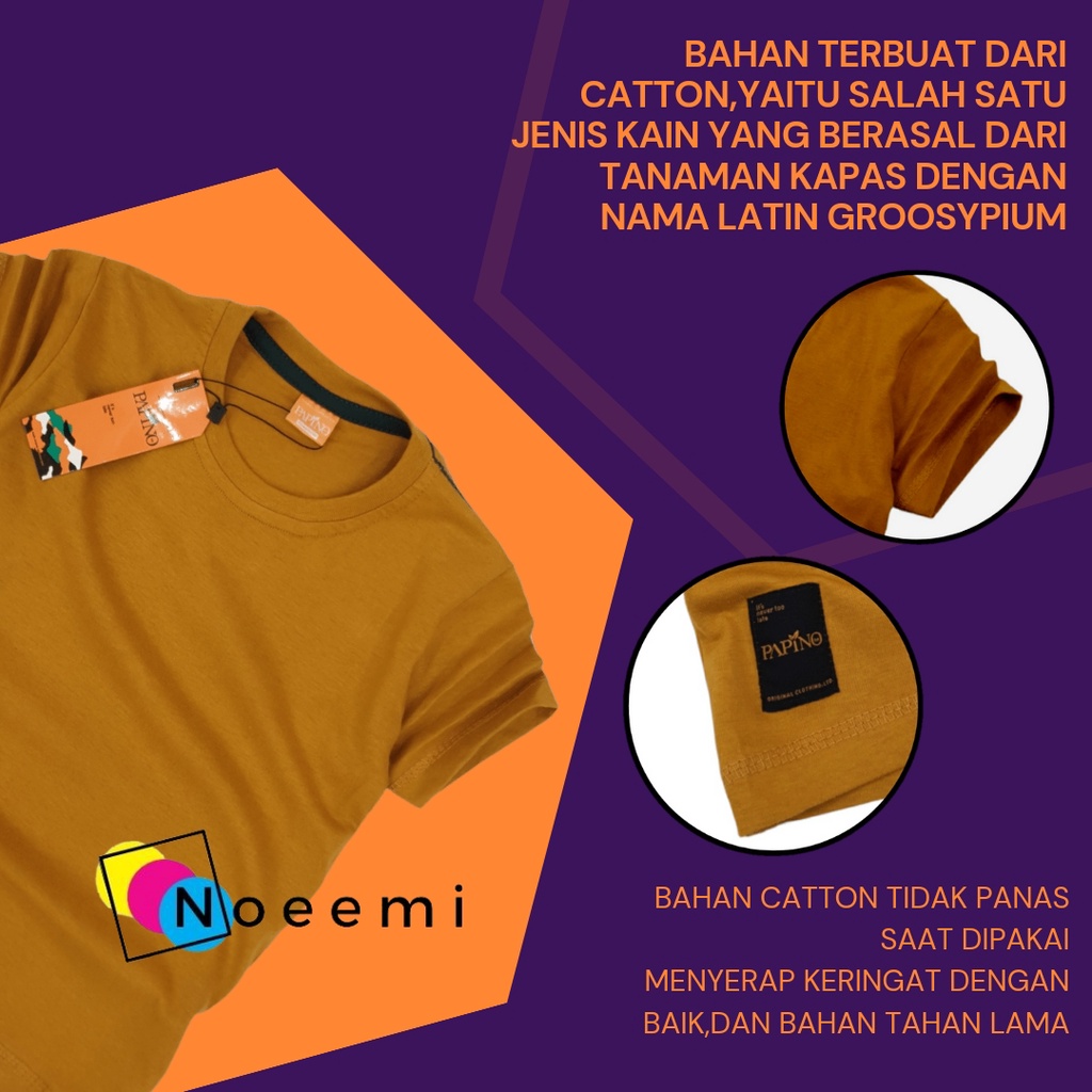 Papino Baju Kaos Anak Laki Laki 1-12 Tahun Pakaian Distro Oblong Polos Kuning