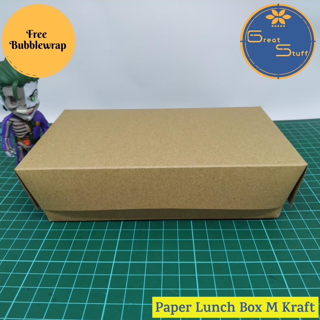 

Paper Lunch Box Ukuran M Sedang Kraft Laminating / Kotak makanan kertas ukuran M laminasi coklat