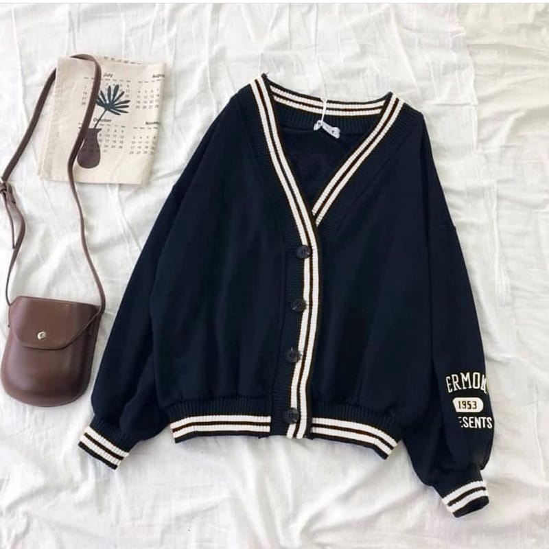 Bordier Vermont Cardigan wanita Oversize | students academia Oversized Outher luaran Kekinian | Lengan panjang Korean Style