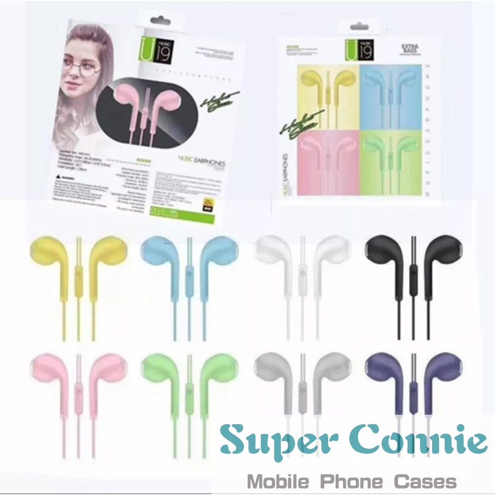 U-19 U19 Headset Musik Over Ear Hifi 3.5mm Multifungsi Warna Macaron Dengan Kabel 1.2m