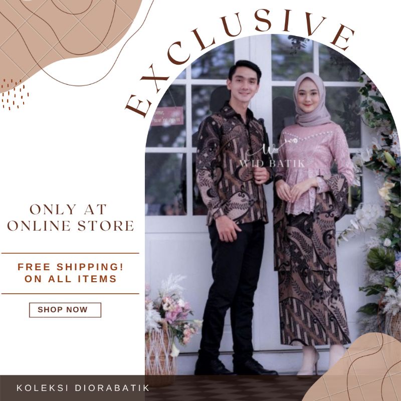 Couple Kebaya Ashifa //M.L.XL.XXL Batik Brokat Pasangan Terbaru • Kebaya Tunangan Free Selendang