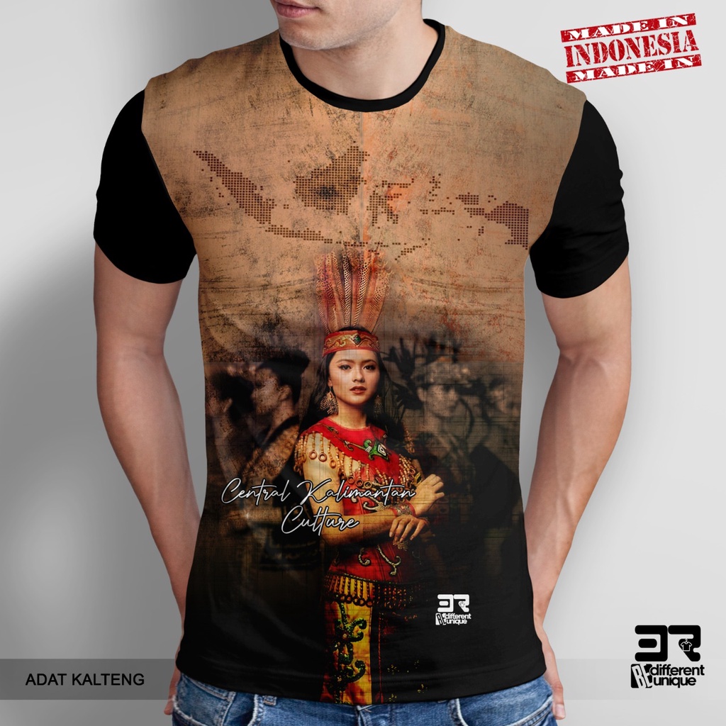 KAOS PRIA KAOS PRINT DISTRO 3R ADAT INDONESIA KALIMANTAN TENGAH