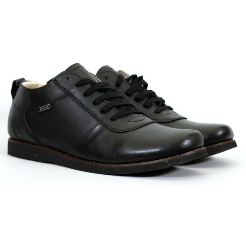 EAGLE FULL BLACK | Original EIGHT Sepatu Kulit Asli Pantofel Formal Derby Oxford Casual PriaSepau Fo