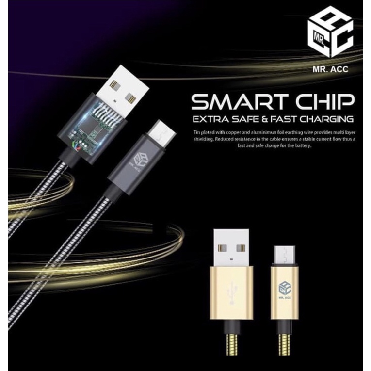 KABEL DATA MICRO USB -TYPE C -IPHON FAST CHARGING 3A LAPIS BESI STAINLESS YI TAI YMB-10-BENUA DUNIA