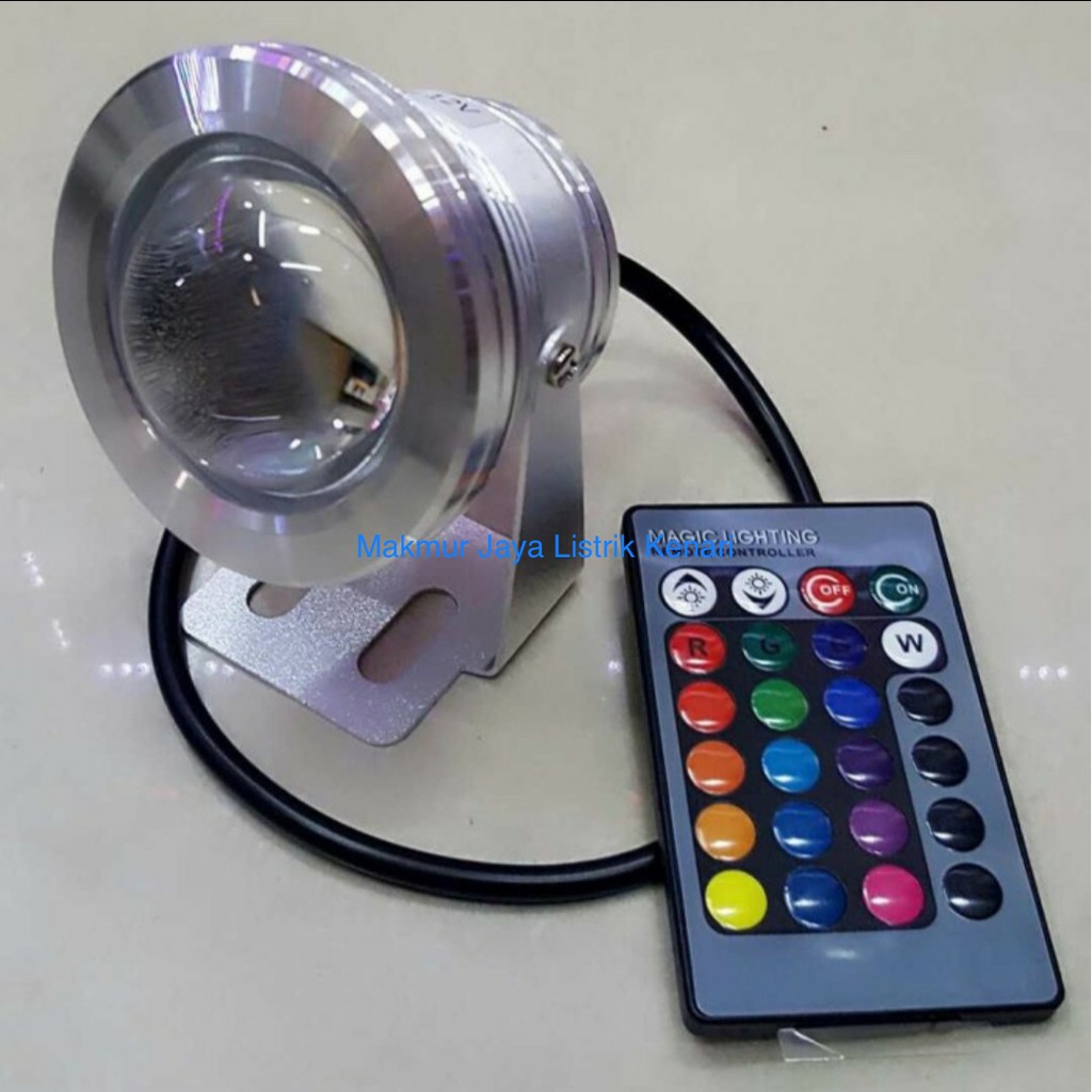 LAMPU KOLAM IKAN 10W 12 VOLT UNDERWATER 10 WATT RGB + REMOTE 12V 10 W