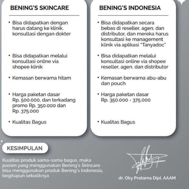➱ BENING SKINCARE DR OKY PRATAMA PAKET BENINGS CLINIC BENING SKINCARE PAKET KECANTIKAN ♣