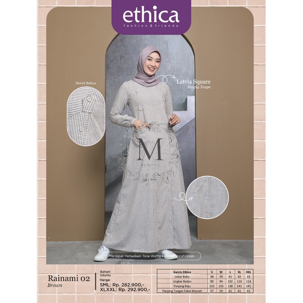 GAMIS ETHICA RAINAMI 02 BROWN GREY MAPLE SUGAR TERBARU 2021