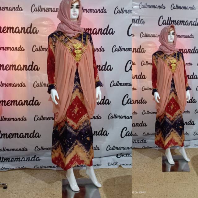 abaya jumputan kombinasi