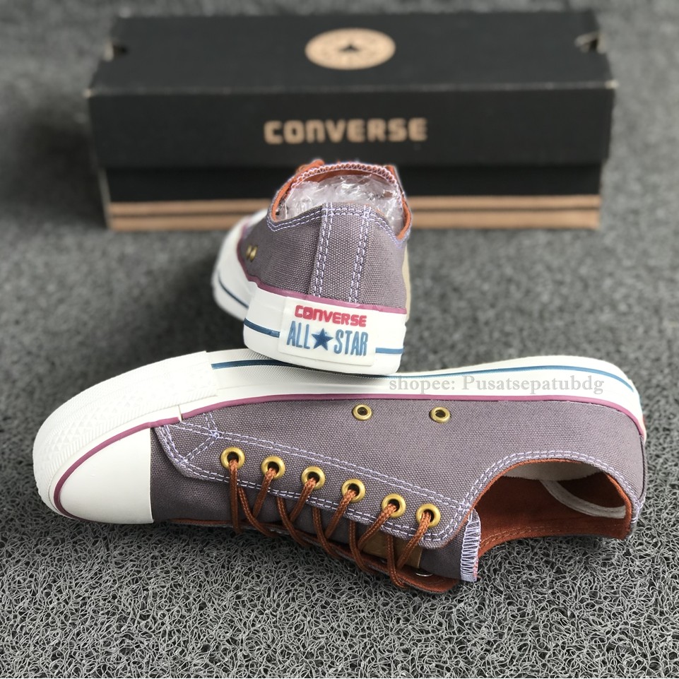 (BAYAR DITEMPAT) Converse Premium Tali Tan Low Grey