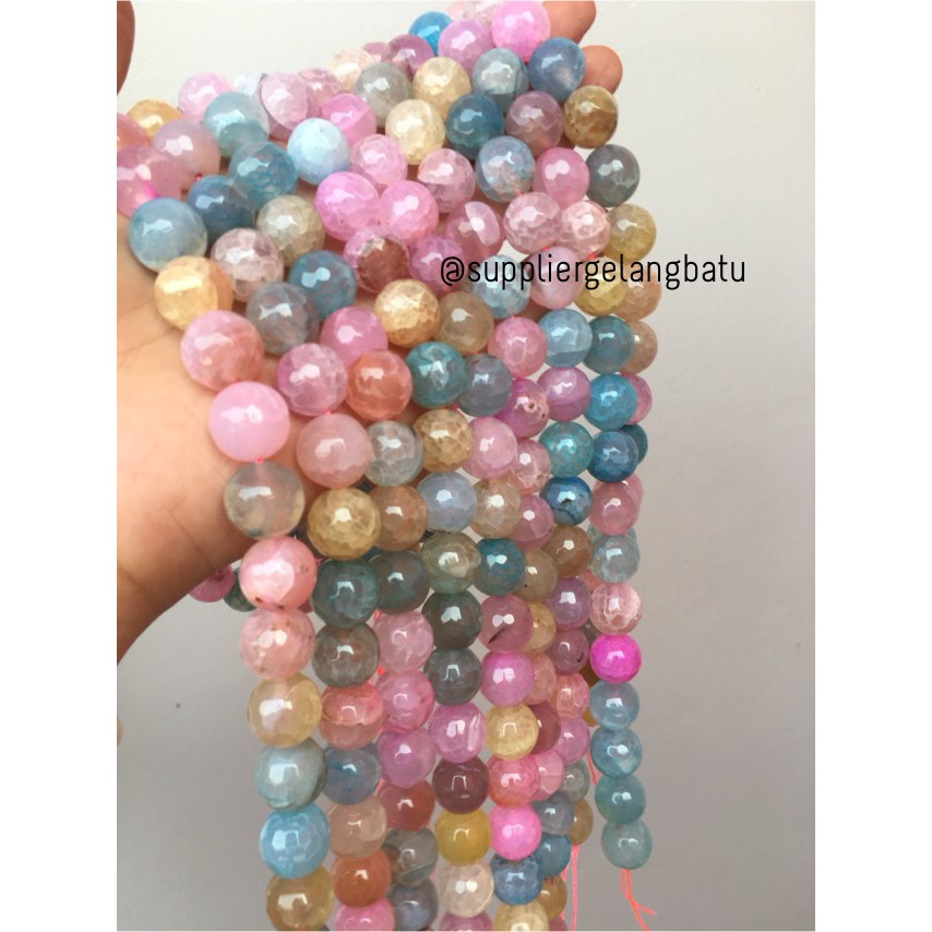 Natural Morgan FACETED beads 14mm CUTTING batu manik candy craft impor fashionita pria wanita model