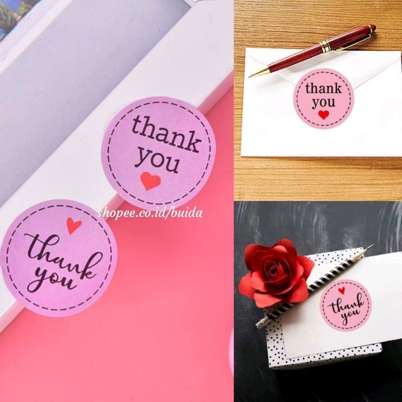 

Label Sticker Thank You Pink Terima Kasih Stiker Segel Kemasan Paketan Packaging Sealer Box Hampers