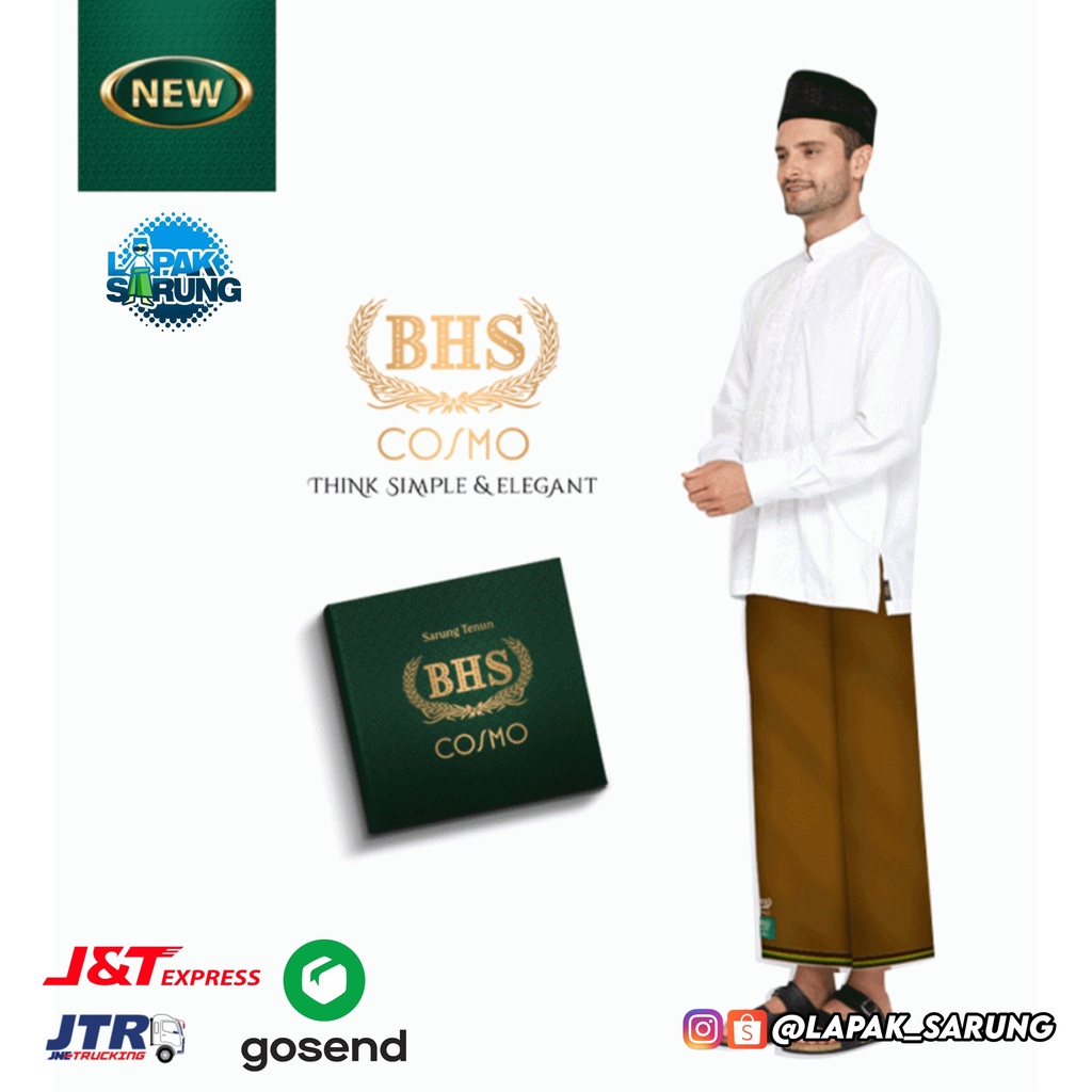 Sarung BHS Cosmo Warna Polos CWP Coklat Kayu Istimewa Termurah