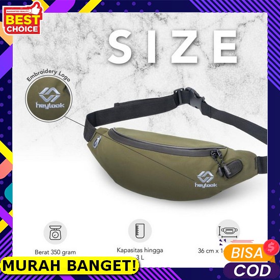 Tas Pria Anti Air Waistbag Tas Pinggang Tas Selempang Pria Terbaru Original Polo Amstar Bahan Import