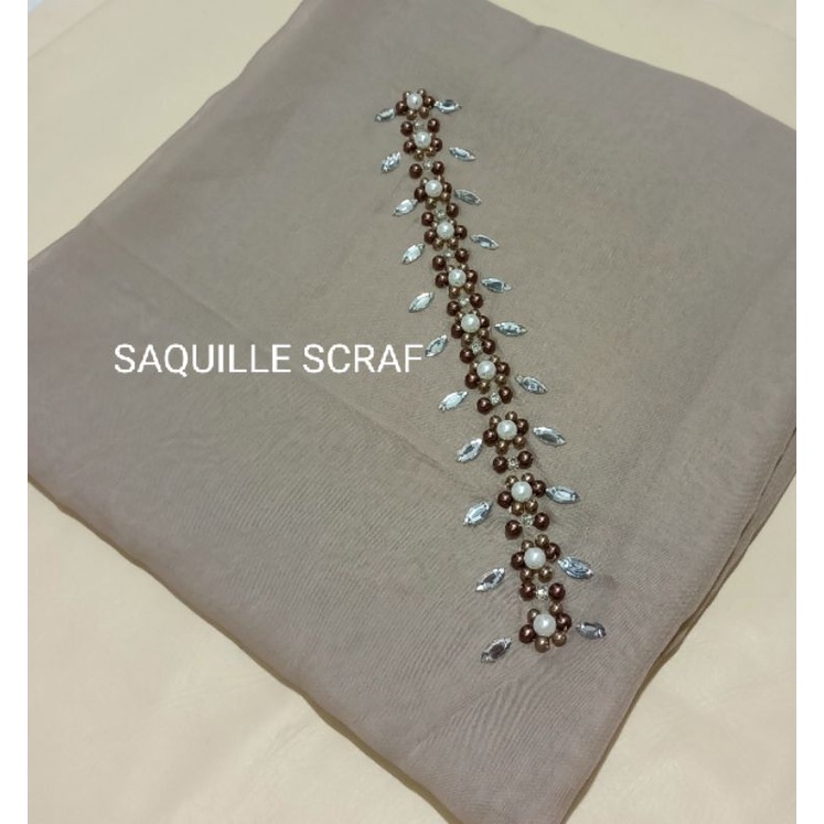 segiempat bella square payet mutiara permata/jilbab segiempat bella square bando payet/hijab bella-CARAMELL