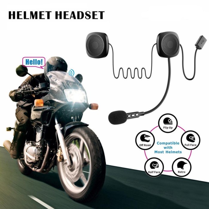 Headset Bluetooth Helm Motor T2 - Bluetooth 5.0 Motorcycle Helmet