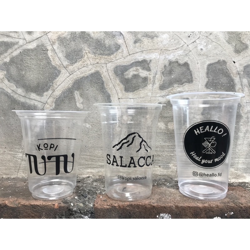 SABLON GELAS CUP PLASTIK 12OZ CUP 14OZ CUP 16 OZ CUSTOM 7GRM TEBAL
