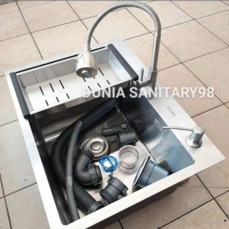 Paket Komplit set Kitchen sink INOBE 6045 Stainless Bak cuci piring ORIGINAL