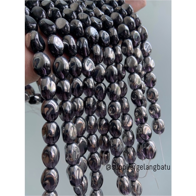 kristal CEKO KACANG SILVER PURPLE quartz 10mm UNGU PERAK oval cutting