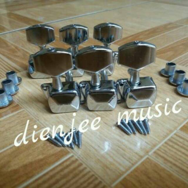 Dryer gitar puteran tuning peg Gitar  economy machine  3L -3R chrome untuk akustik