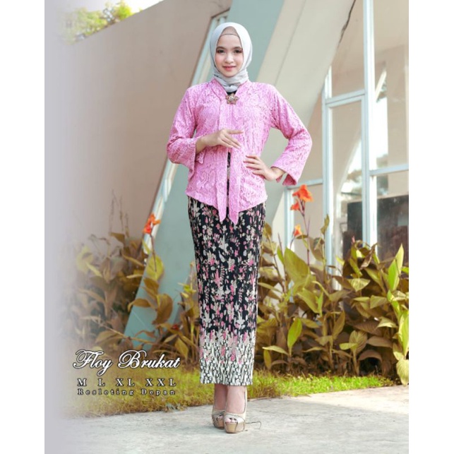 IndahKebaya | SET KEBAYA FLOY BROKAT MIX ROK PLISKET JUMBO / KEBAYA BUSUI FRIENDLY /KUTUBARU KARTINI