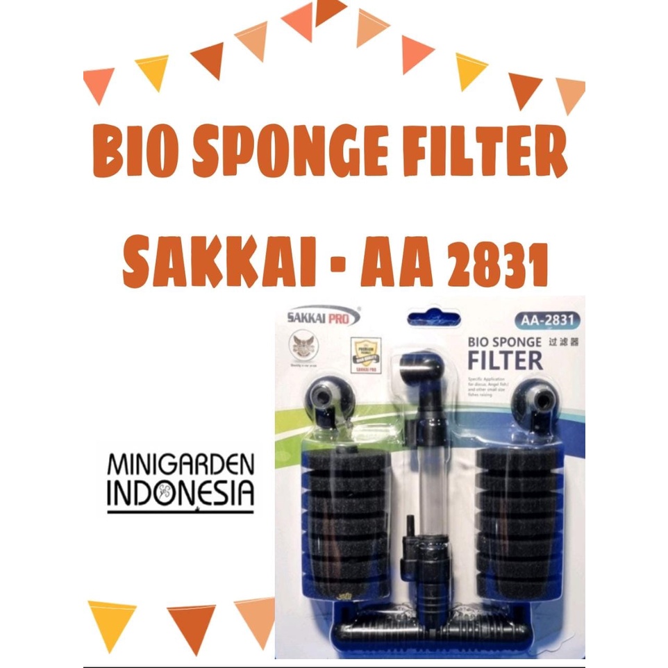 BIO SPONGE FILTER SAKKAI PRO AA-2831 BIOFOAM DOUBLE FILTER AQUARIUM